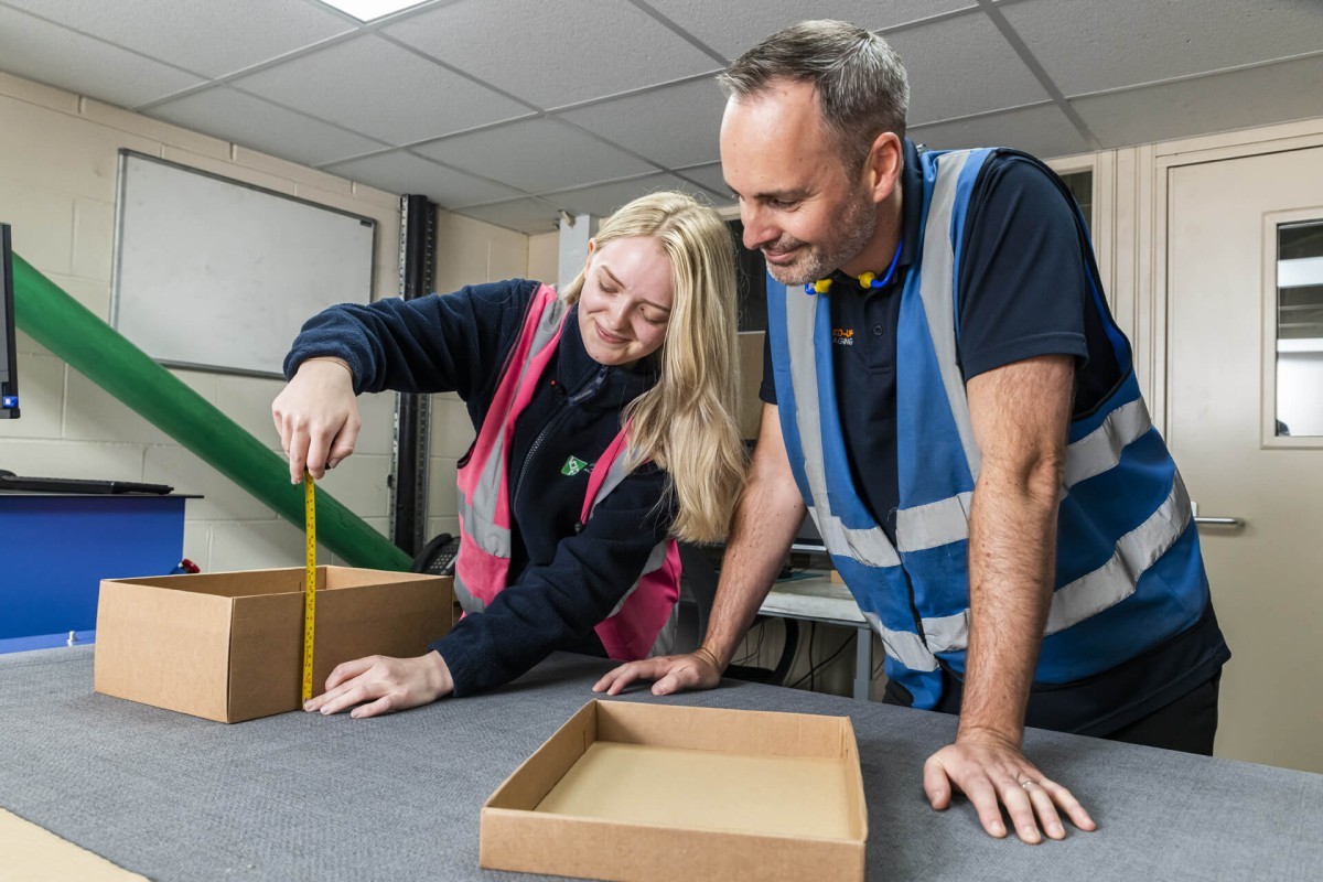 14359 Members Of The Team Quality Checking A Box